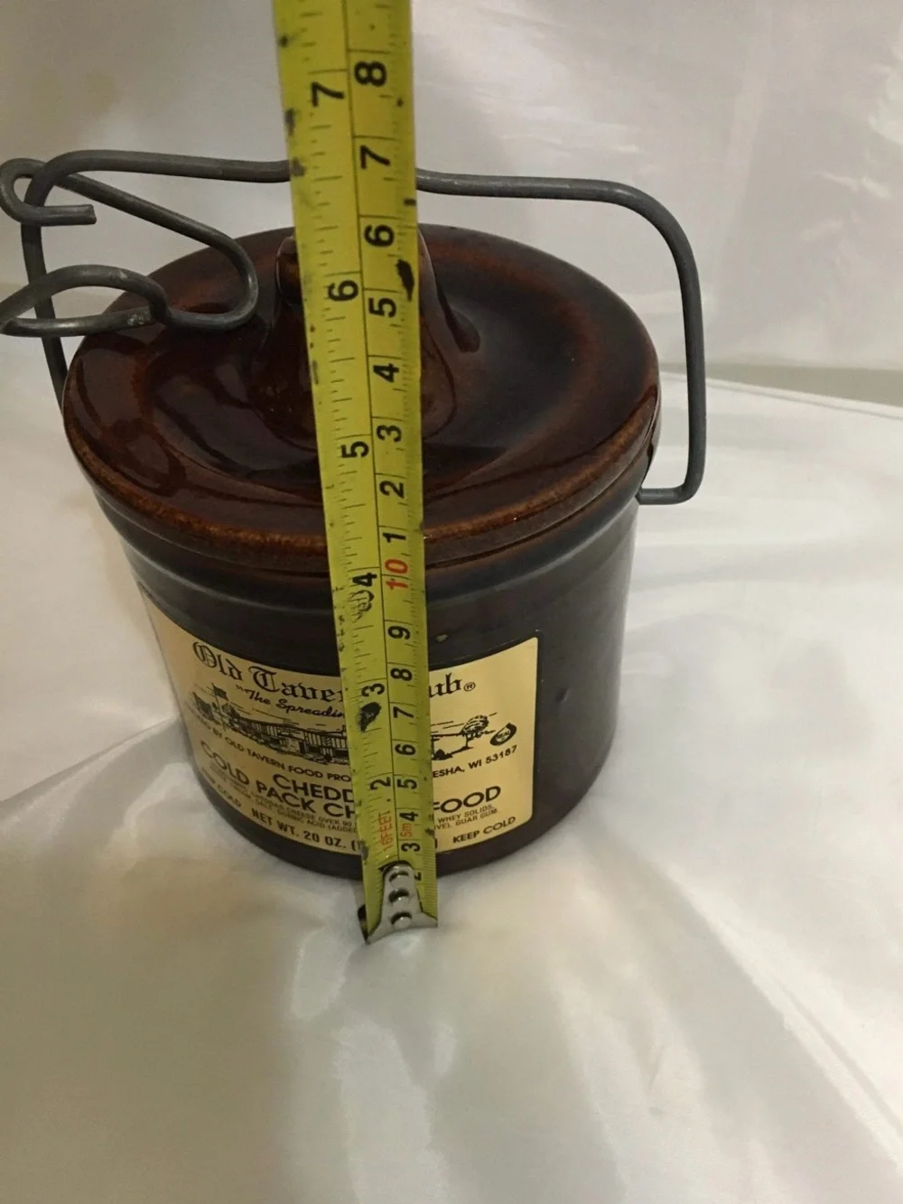 Vintage Old Tavern Club Cheddar Cheese Crock | Waukesha WI Stoneware Jar